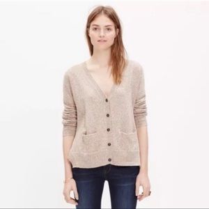Madewell Landscape Button Down Cardigan In Tan